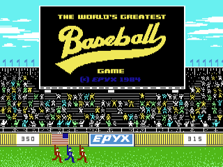 The Worlds Greatest Baseball Game title screen for Commodore 64